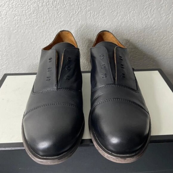 Miz Mooz Lovett Oxford Cap Toe Black Leather Slip On Casual Shoes Women's 10 - Picture 1 of 9